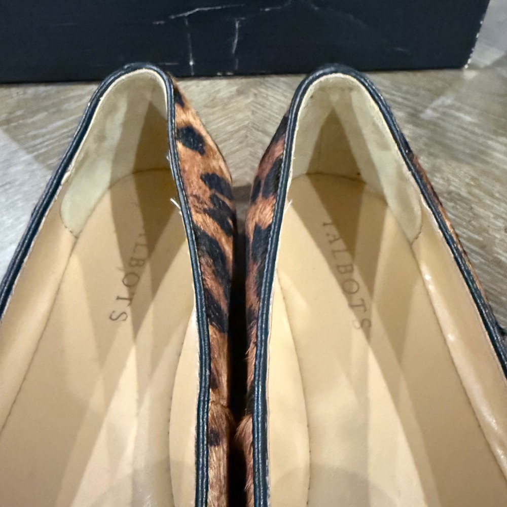 Talbots Lucy Chain Link Leopard Calf Hair Flats Loafers Shoes Size Women 7M - Picture 6 of 8